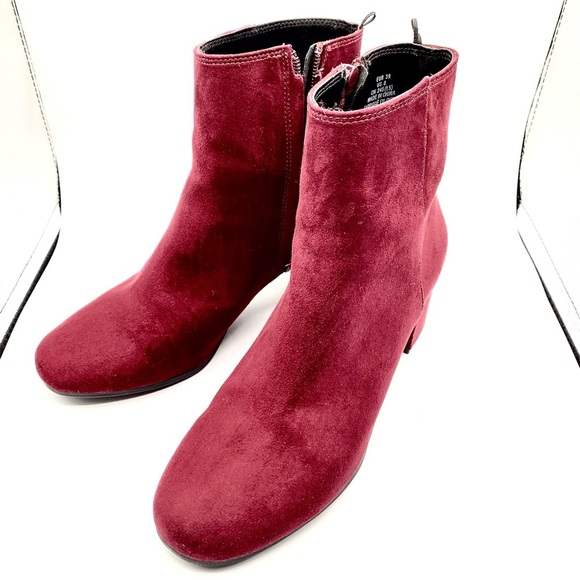 Burgundy Suede Ankle Boots - Size 39/US 8 - H&M Excellent Condition - Picture 3 of 14